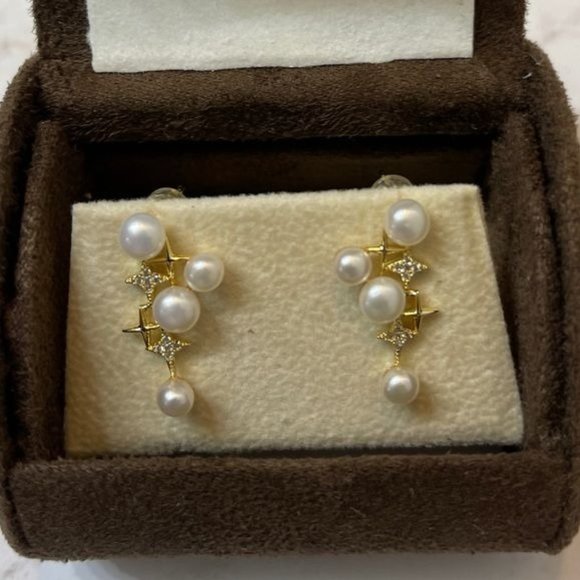 14K Gold‎ Filled Shining Genuine Freshwater Pearl Stud Earrings - Picture 3 of 10